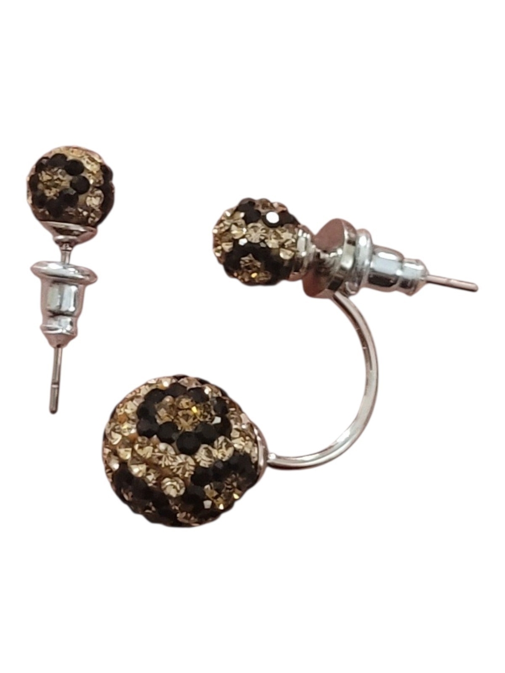 Gold and Black Swarovski-Crystal 2-way Earrings